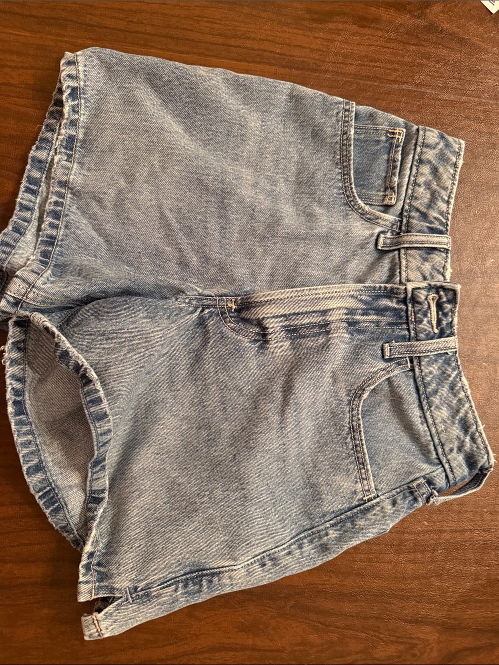 Hollister Faded Blue High-Rise Denim Shorts